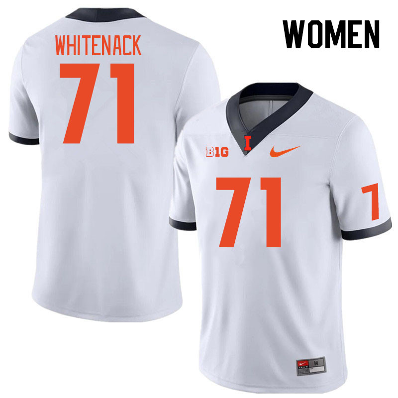 Women #71 Hunter Whitenack Illinois Fighting Illini College Football Jerseys Stitched Sale-White
